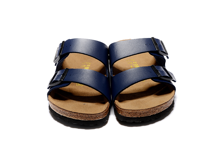 Birkenstock Arizona Navy Two Buckle Matte Leather Sandals