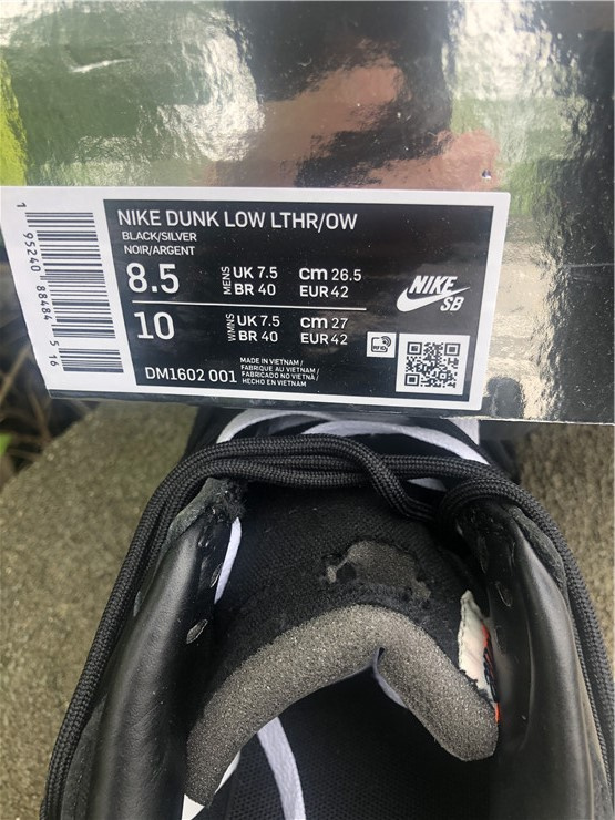 Nike Dunk Off-White Low ��50 of 50�� Black Silver Sneakers