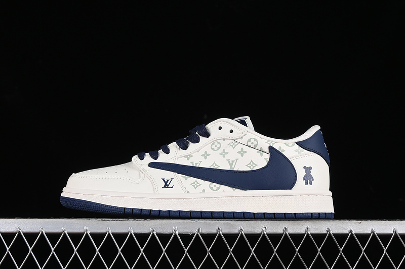 Nike Air Jordan 1 Low Travis Scott Fragment Design LV White Blue Sneakers