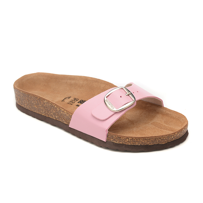 Birkenstock Single Button Light Pink Matte Leather Slippers