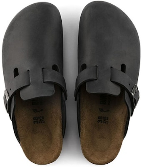 Birkenstock Boston Regular Oiled Leather 0059461 Black Slide Sandals