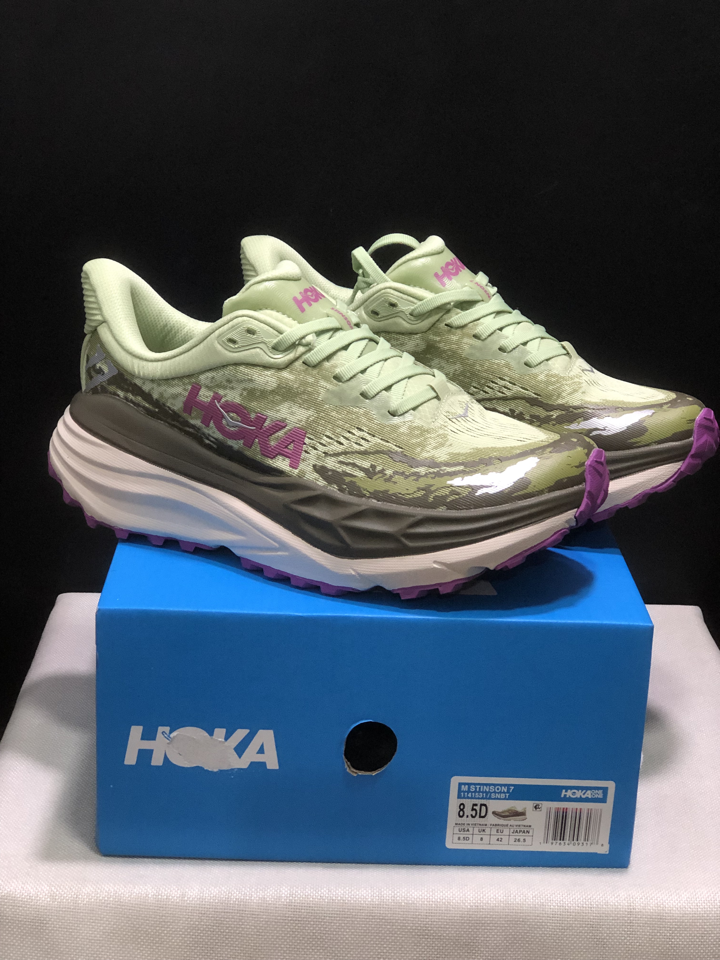 Hoka One One Stinson 7 Comfortable Anti-slip Outdoor Running Shoes Sneakers Light Green