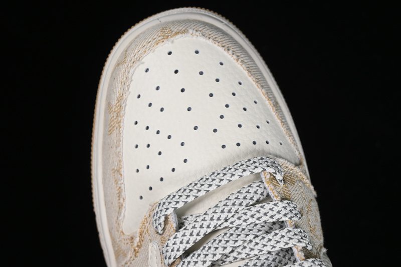 Nike Air Jordan 1 Low OG SP Travis Scott Fragment Design LV White Khaki Sneakers