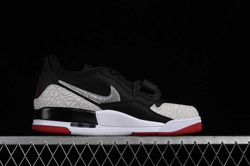 Nike Air Jordan Legacy 312 Low Black Gym Cement Grey Red Sole Sneakers