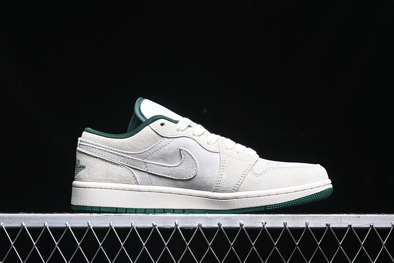 Nike Air Jordan 1 Low Bape Green Sole Grey White Sneakers