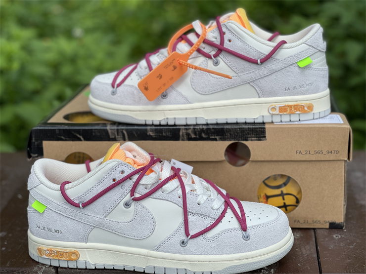 Nike Off-White Dunk Low  Lot 35 of 50 Gray White Sneakers