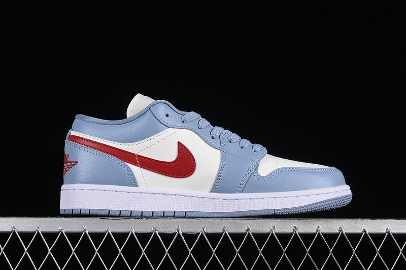 Nike Air Jordan 1 Low Sail Blue White Dune Red Sneakers