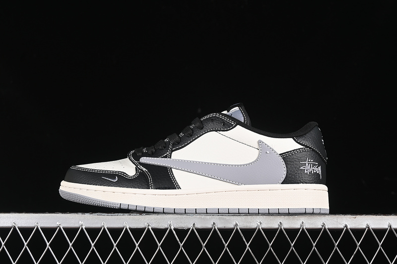 Travis Scott Fragment Design Nike Air Jordan 1 low OG SP Grey Sole Black White Sneakers
