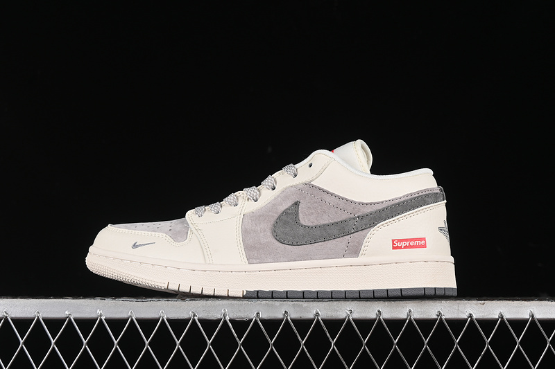 Nike Air Jordan 1 Low Supreme Beige Grey Sneakers