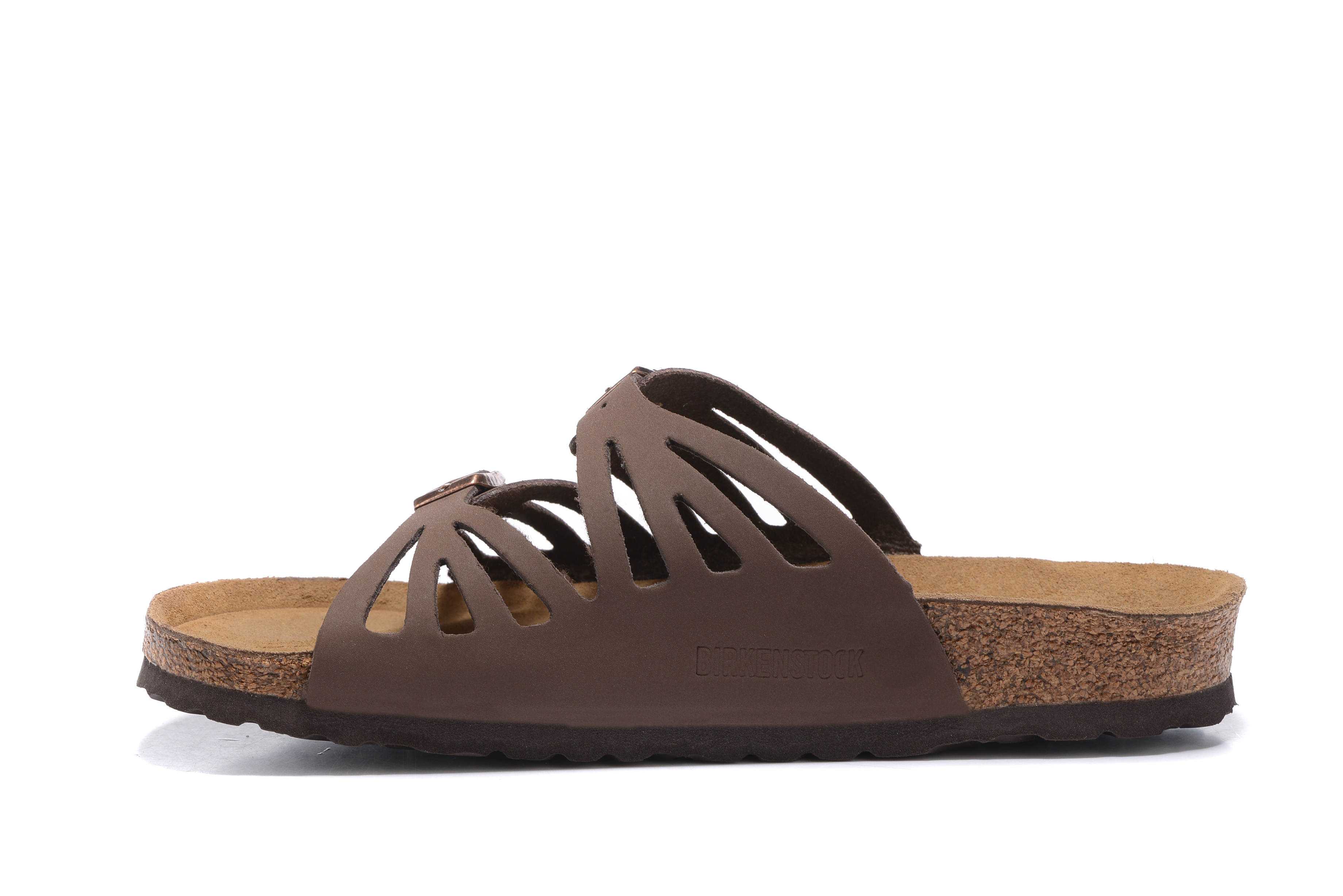 Birkenstock Granada Hollow Butterfly Pattern Brown Scrub Double Buckle Leather Sandal