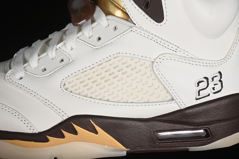 Nike Air Jordan 5 Retro Earth Metallic Gold White Brown Sneakers