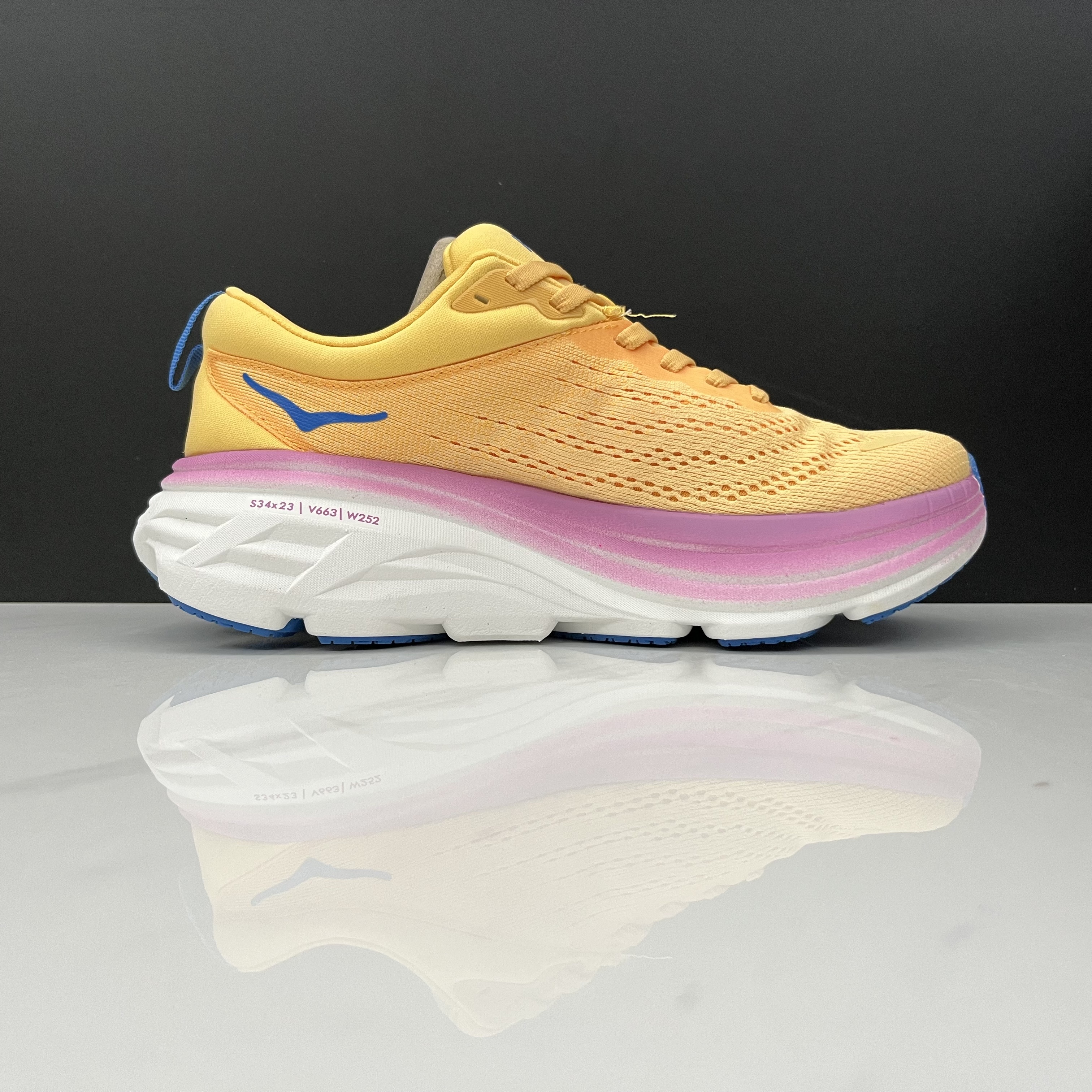 Hoka One One Bondi 8 Breathable Low-top Running Shoes Sneakers Yellow