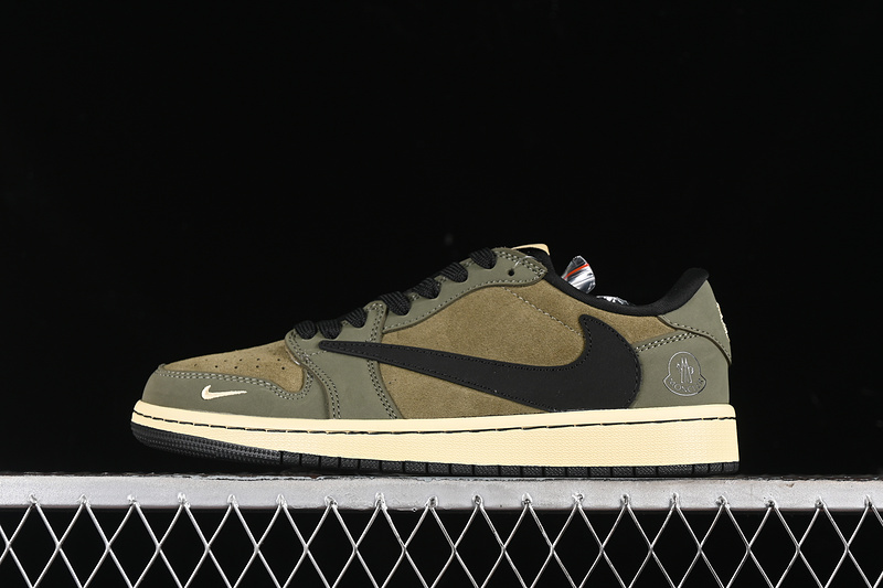Nike Air Jordan 1 Low MONCLER Travis Scott Fragment Design OG SP Black Green Sneakers