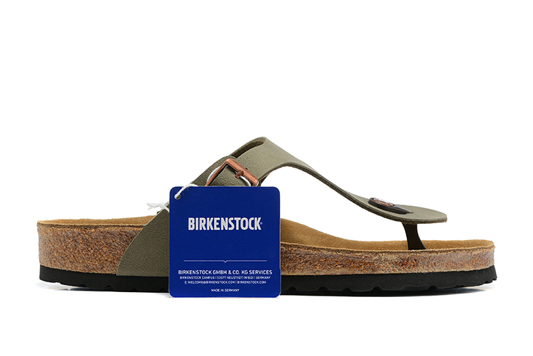 Birkenstock Grayish Green Scrub Casual Leather Flip Flops