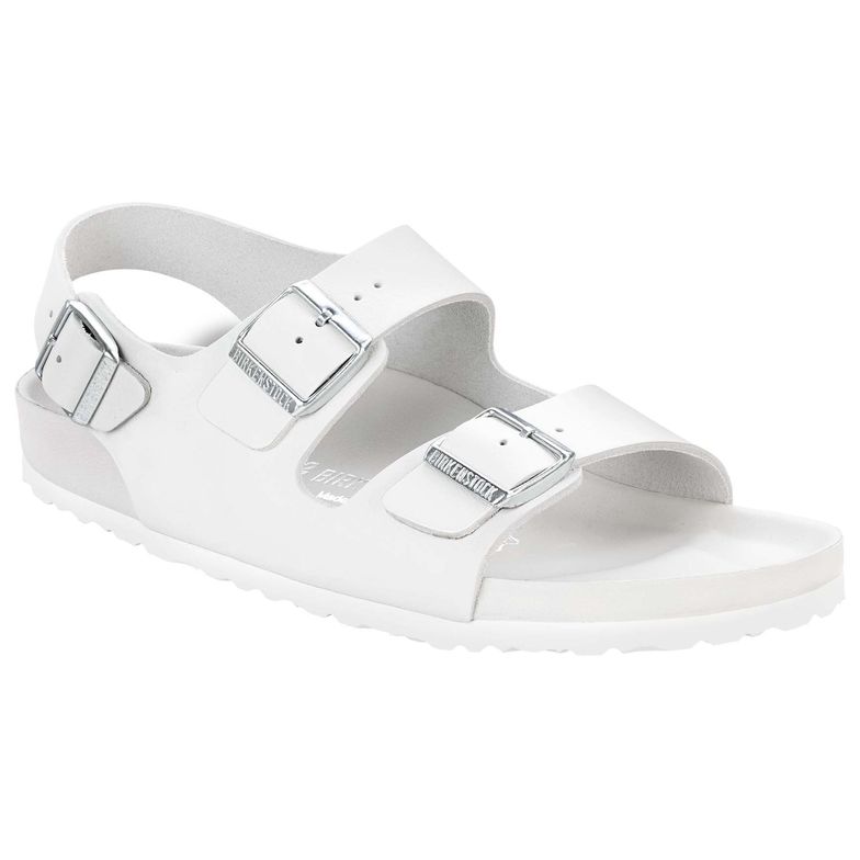 Birkenstock Two-Button Pure White Matte Leather Sandals