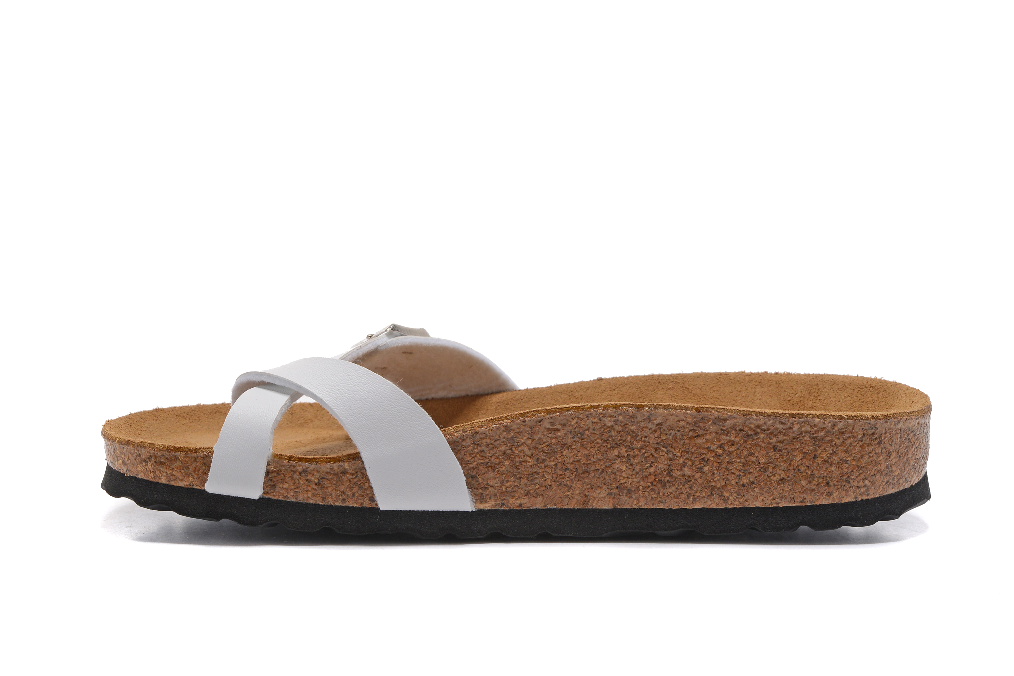 Birkenstock White Single Button Toe Loop Leather Sandals