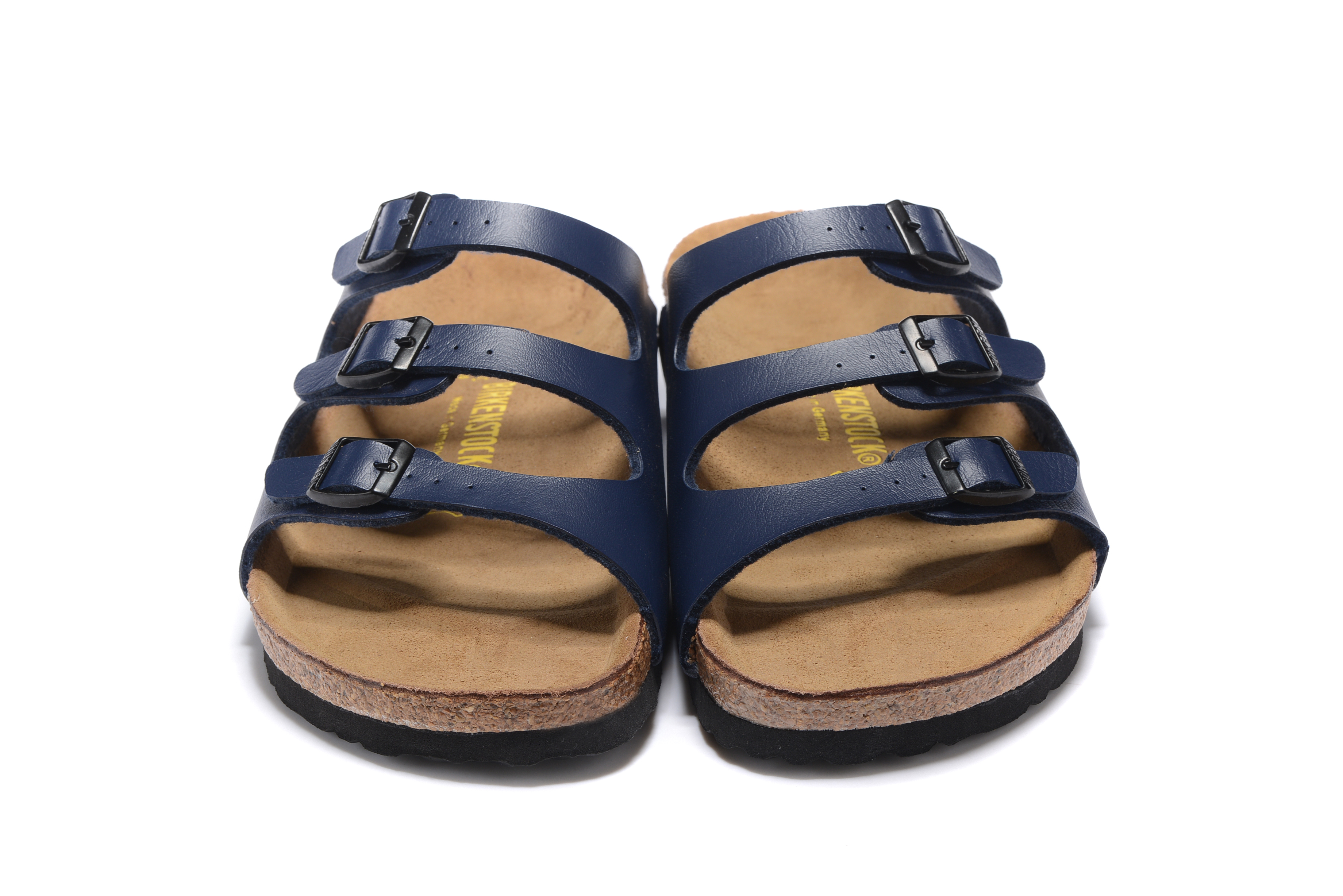 Birkenstock Florida Navy Three-Breasted Matte Leather Sandals