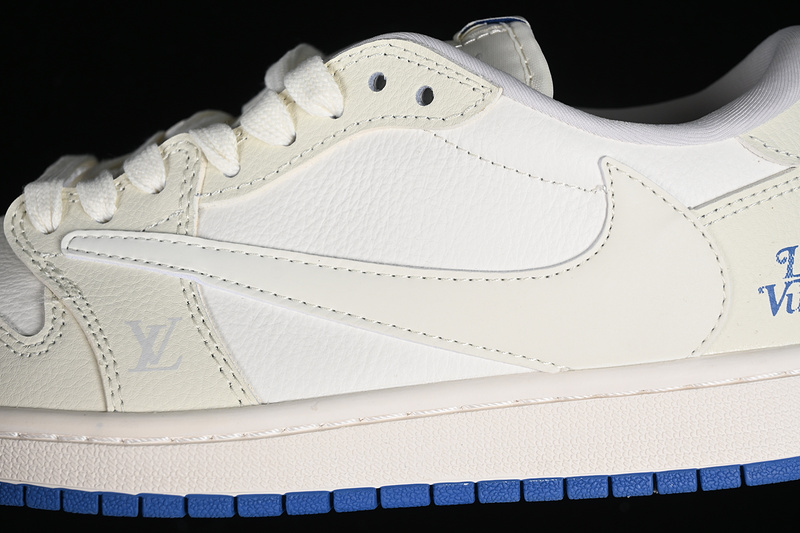 Nike Air Jordan 1 Low OG SP Travis Scott Fragment Design LV White Grey Navy Sole Sneakers