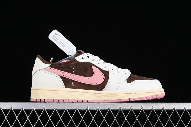 Travis Scott Nike Air Jordan 1 Low OG Dark Pony Pink Oxford Sneakers