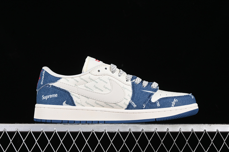 Nike Air Jordan 1 Low OG SP Travis Scott Fragment Design Supreme Grey White Blue Sneakers