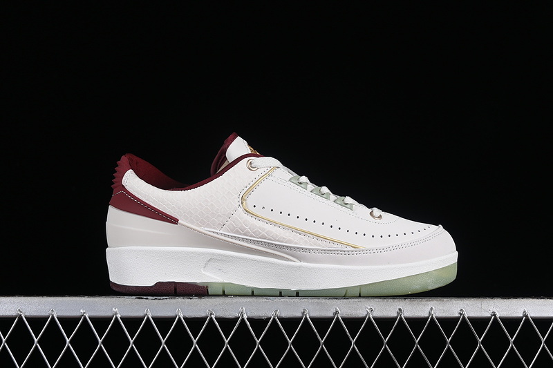 Nike Air Jordan 2 Retro Low Year Of The Dragon Grey Green Sole White Red Sneakers
