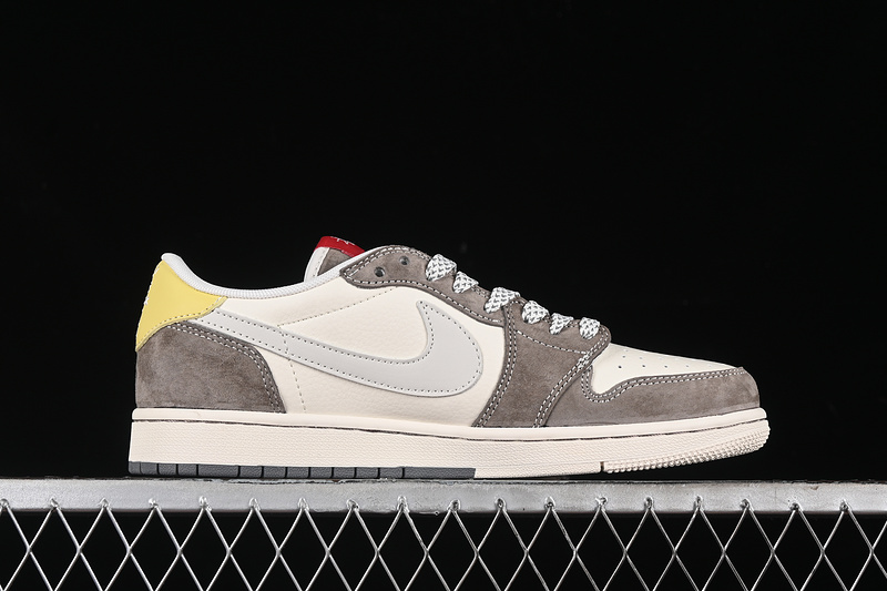 Travis Scott Fragment Design Nike Air Jordan 1 Low OG SP Light Brown White Sneakers