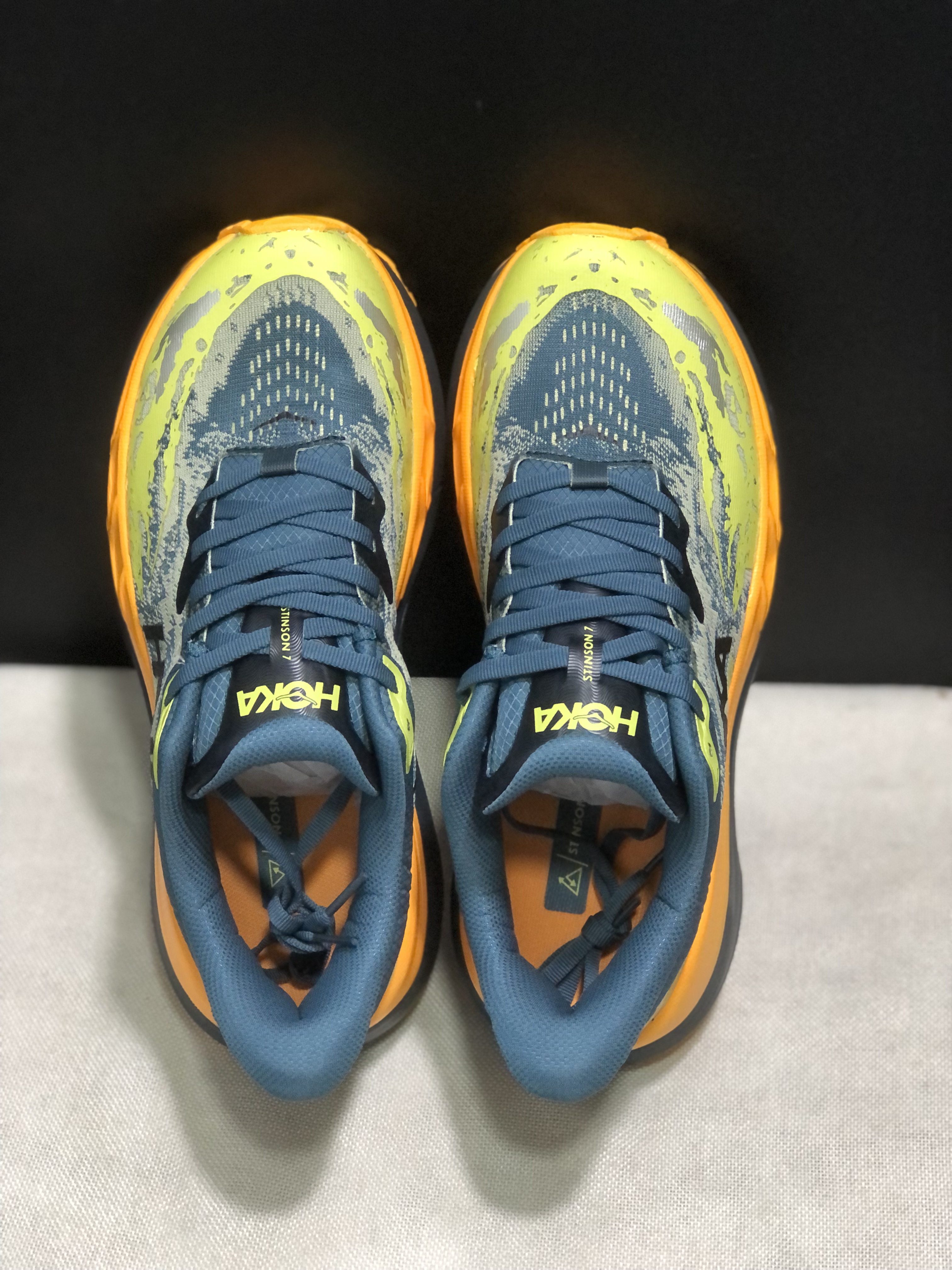 Hoka One One Stinson 7 Comfortable Anti-slip Running Shoes Turquoise/Camouflage/Orange