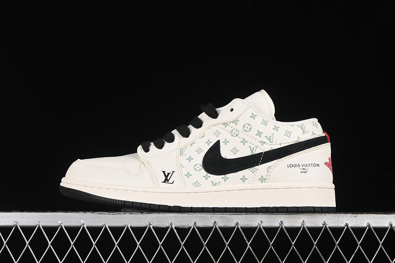 Nike Air Jordan 1 Louis Vuitton Black White Sneakers