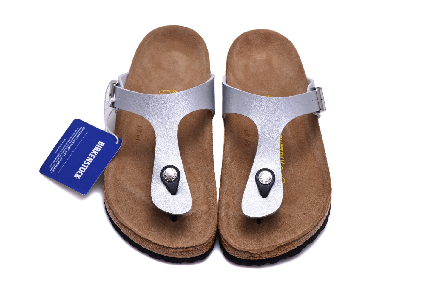 Birkenstock Silver Casual Matte Leather Flip Flops