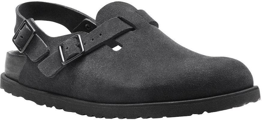 Birkenstock 1774 IV Tokio 1025897 Black Suede Leather Covered-Toe Slippers