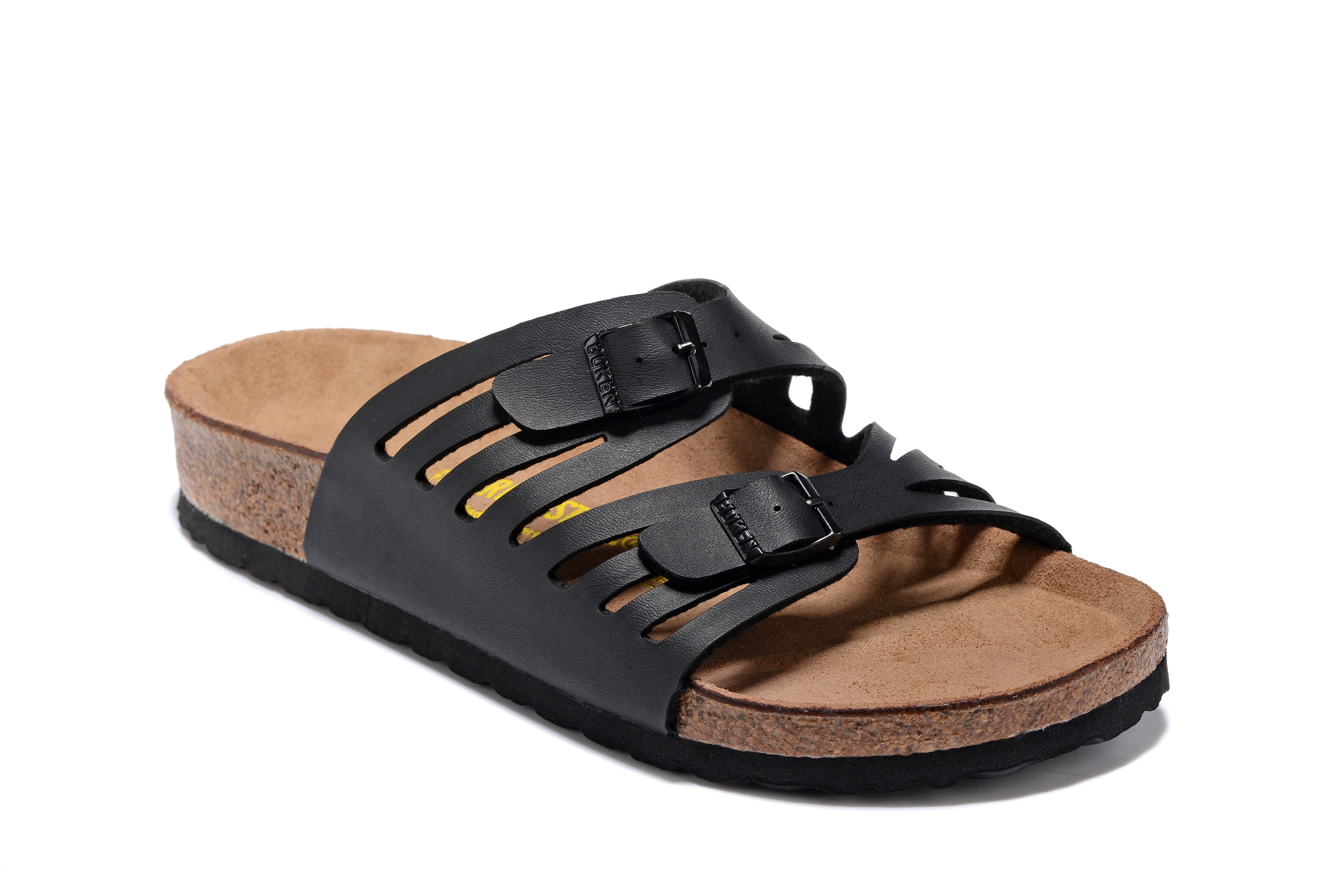 Birkenstock Granada Hollow Butterfly Pattern Black Matte Double Buckle Leather Sandal