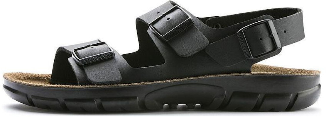 Birkenstock PU 0500781 CMFT Round Toe Staple Thick Sole Black Sandals