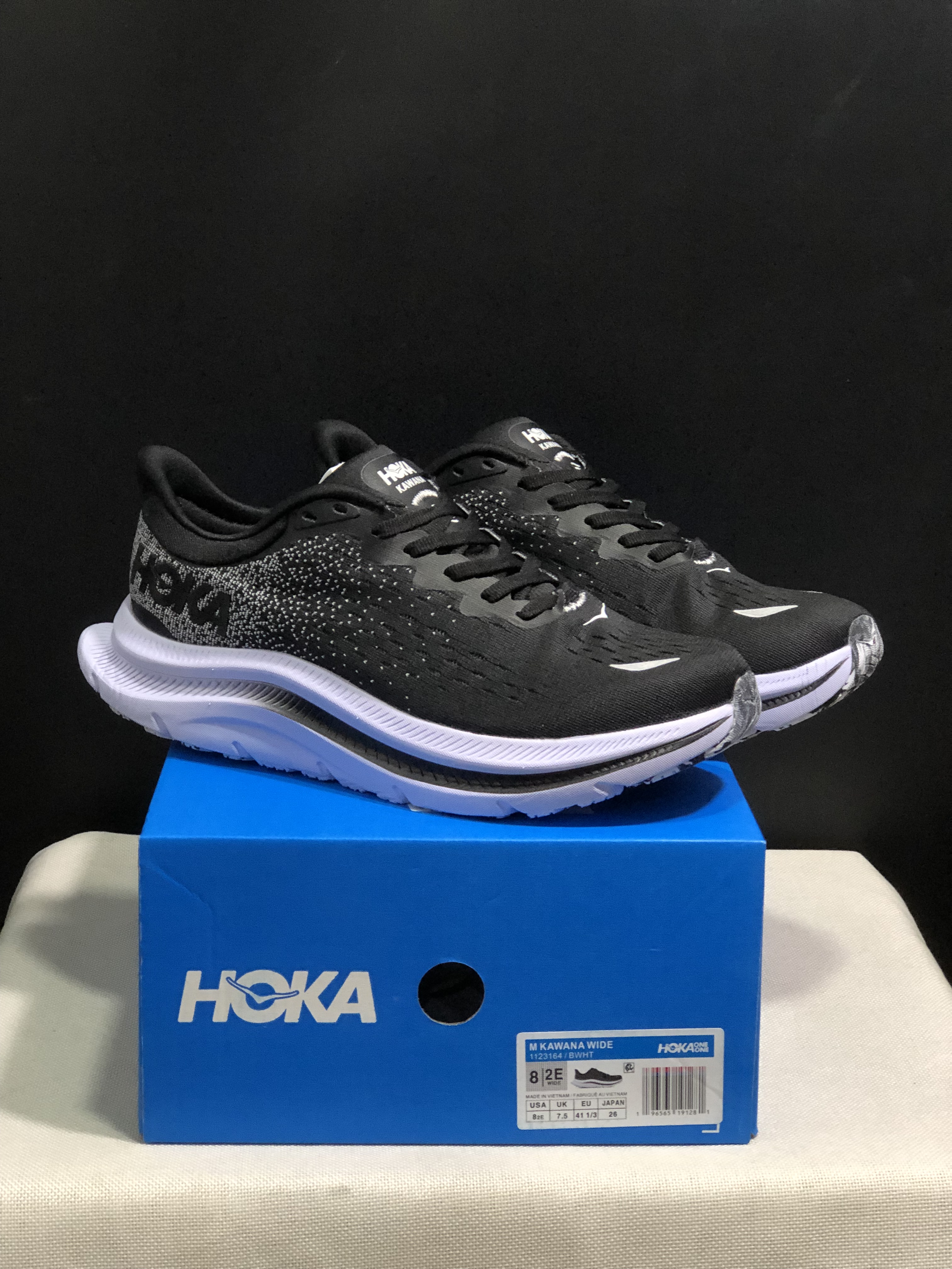 Hoka One One Kawana Cushioning Comfortable Gym Running Shoes Sneakers Black/White
