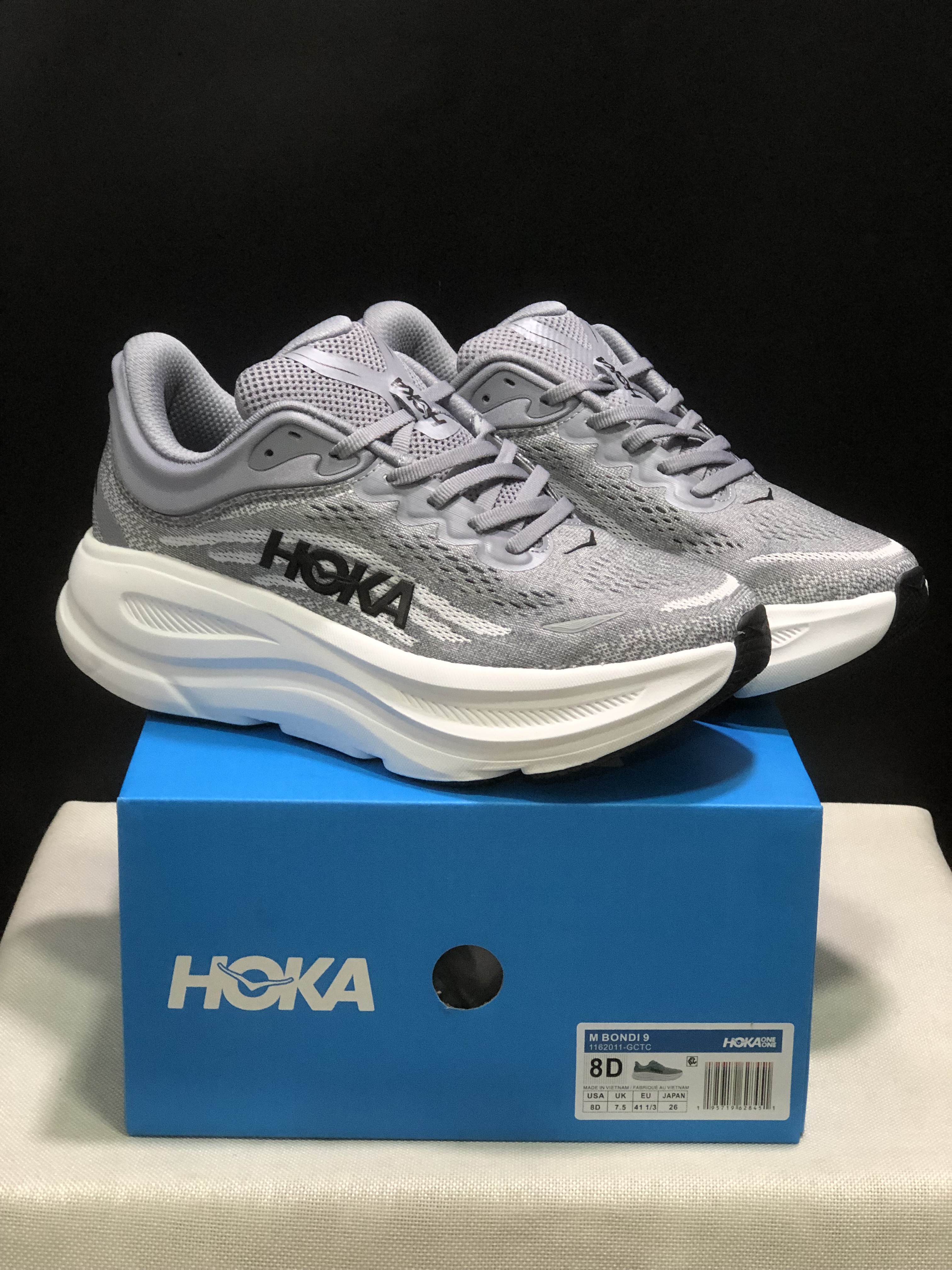 Hoka One One Bondi 9 Comfortable Low-top Running Shoes Sneakers Gray