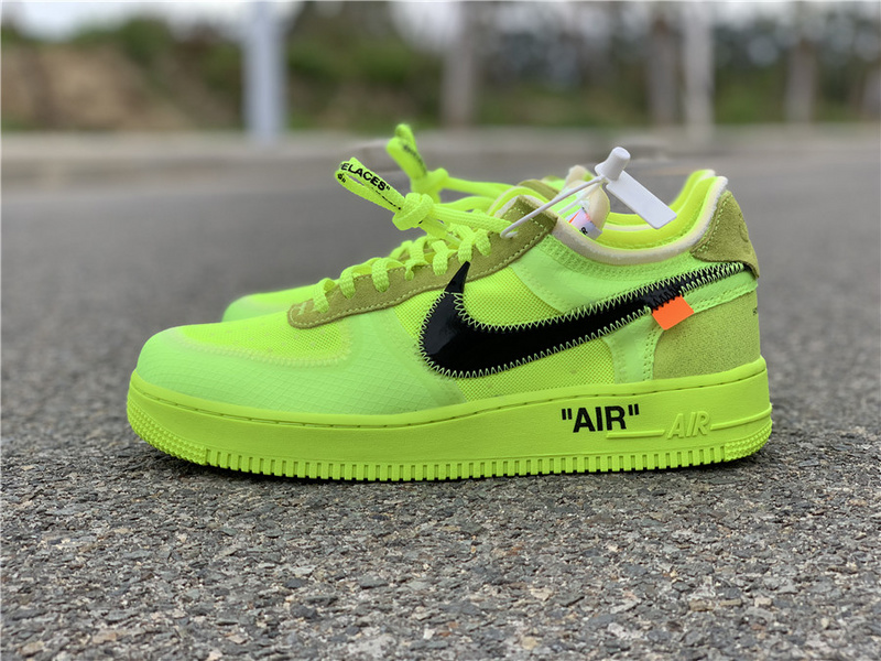 Nike Air Force 1 Low Off-White Volt Fluorescent Green Sneakers