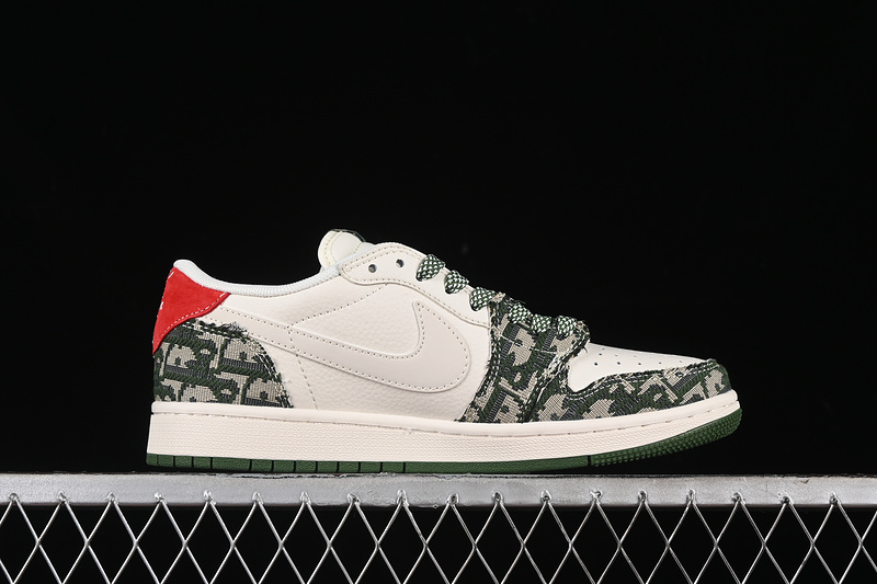 Nike Air Jordan 1 Low OG Off-White Travis Scott Fragment Design White Green Sneakers