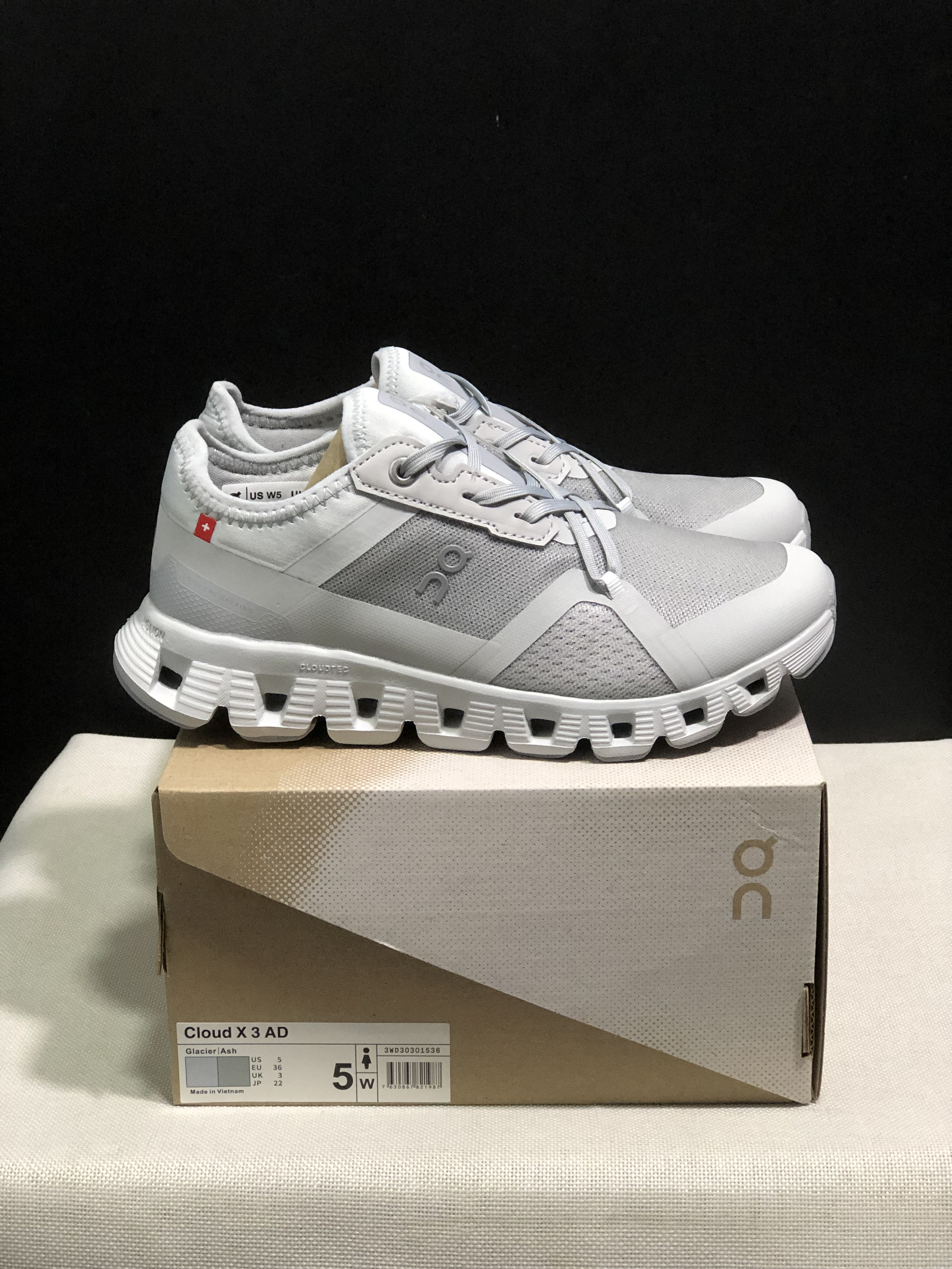 On Running Cloud X 3 AD Comfortable Wear-Resistant Training Shoes Clacier/Ash