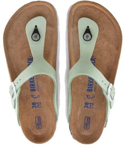 Birkenstock Gizeh Matcha Green Soft Footbed Nubuk Leather 1024062 Fashion Slippers