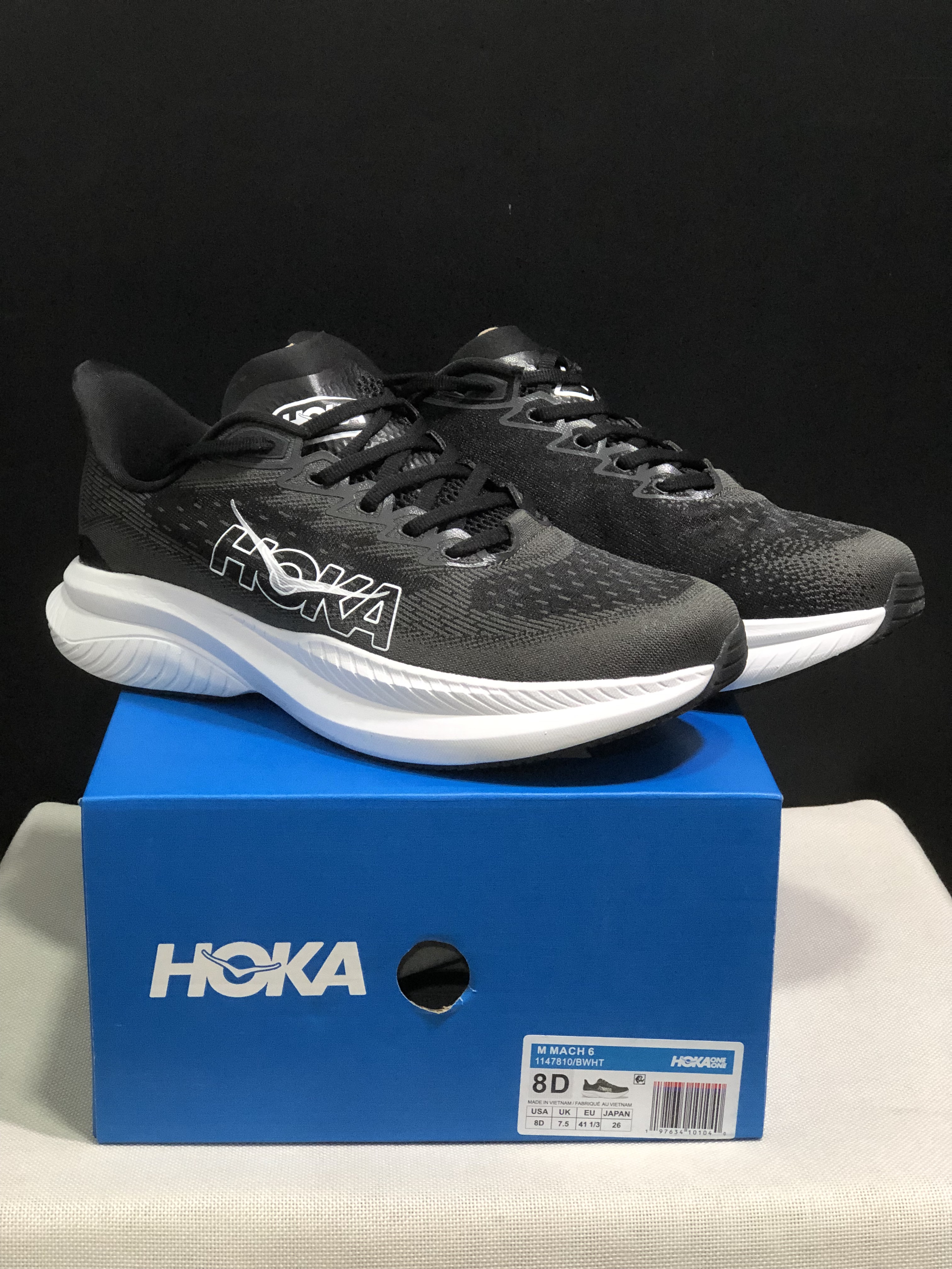 Hoka One One Mach 6 Wear-resistant Breathable Low-top Running Shoes Sneakers Black