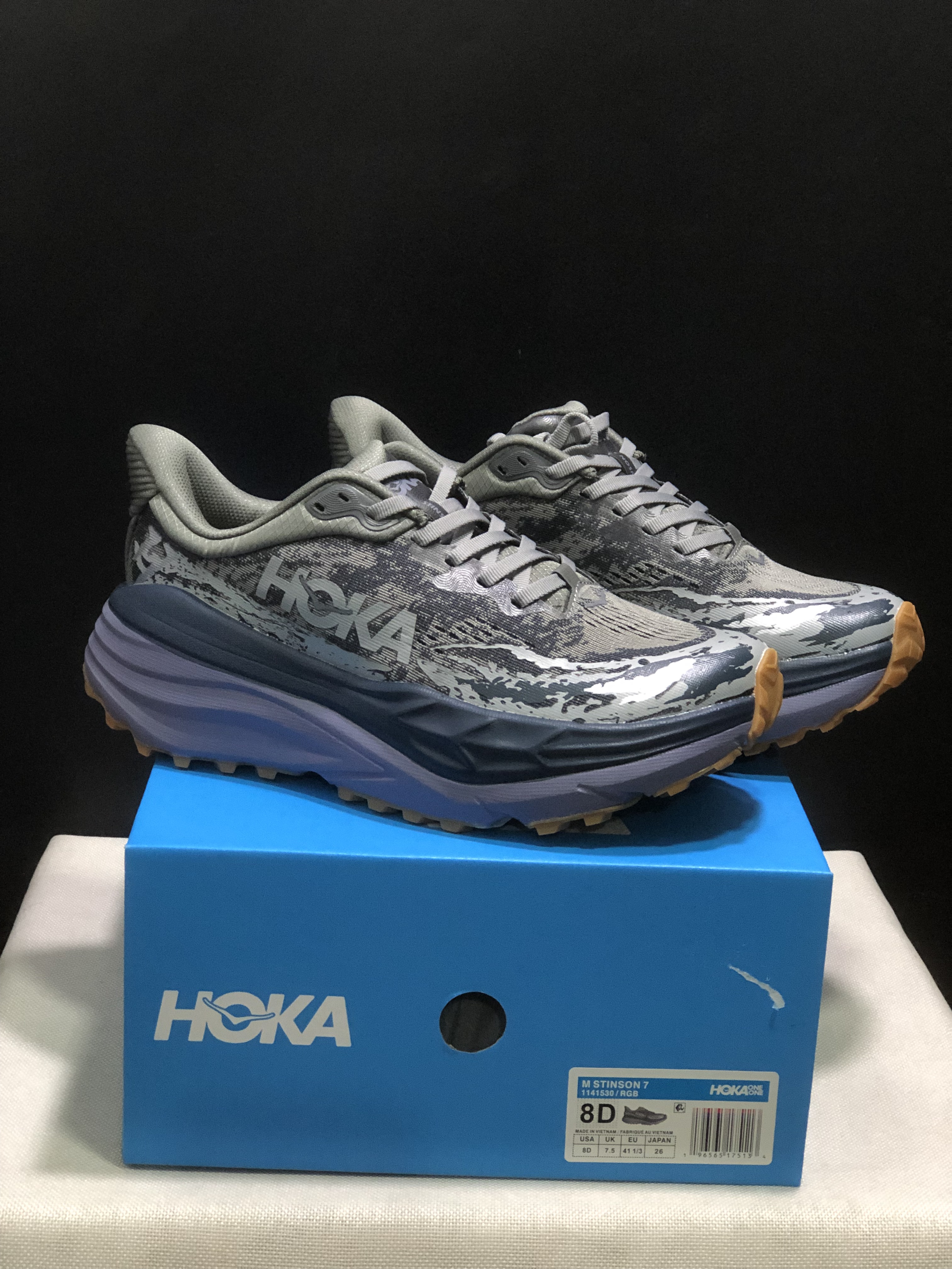 Hoka One One Stinson 7 Comfortable Anti-slip Outdoor Running Shoes Sneakers Gray