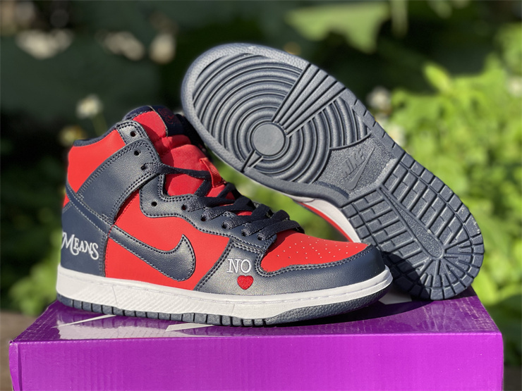 Nike Supreme Dunk SB High By Any Means Red Navy Sneakers