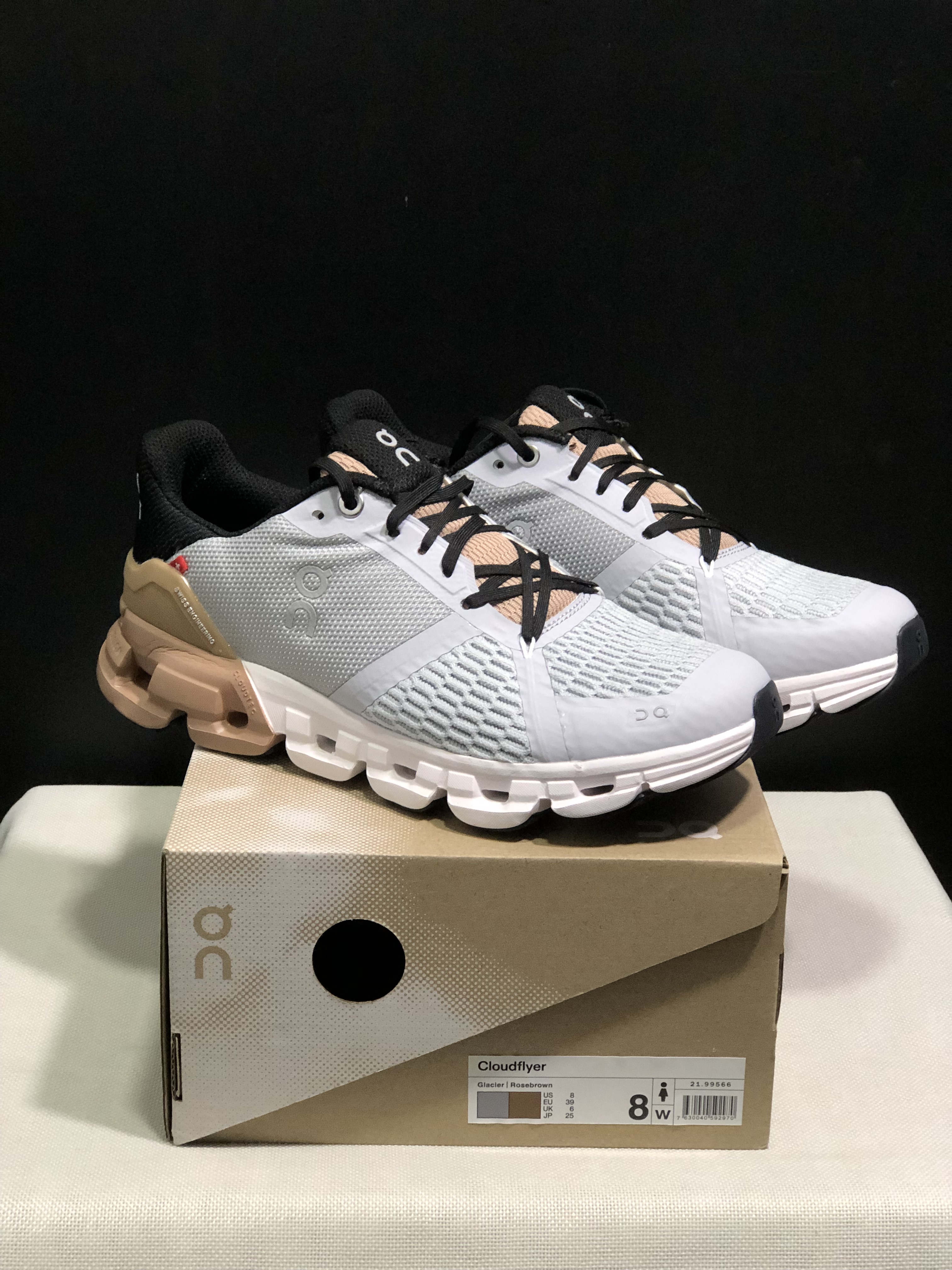 On Running Cloudflyer Shock-Absorbing Running Shoes Glacier Grey/Brown