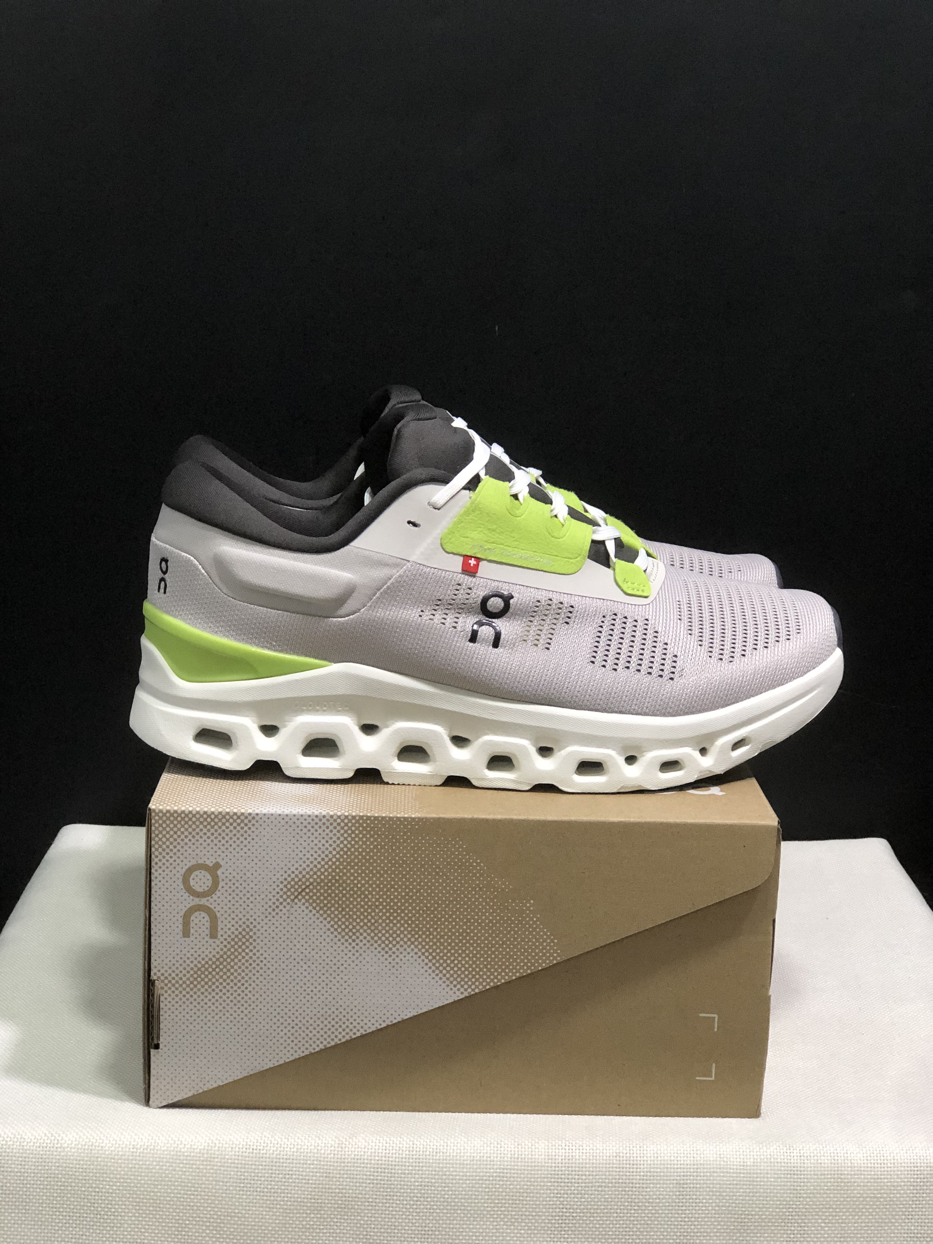 On Running Cloudstratus 3 Anti-Slip Running Shoes Light Grey/Green/White