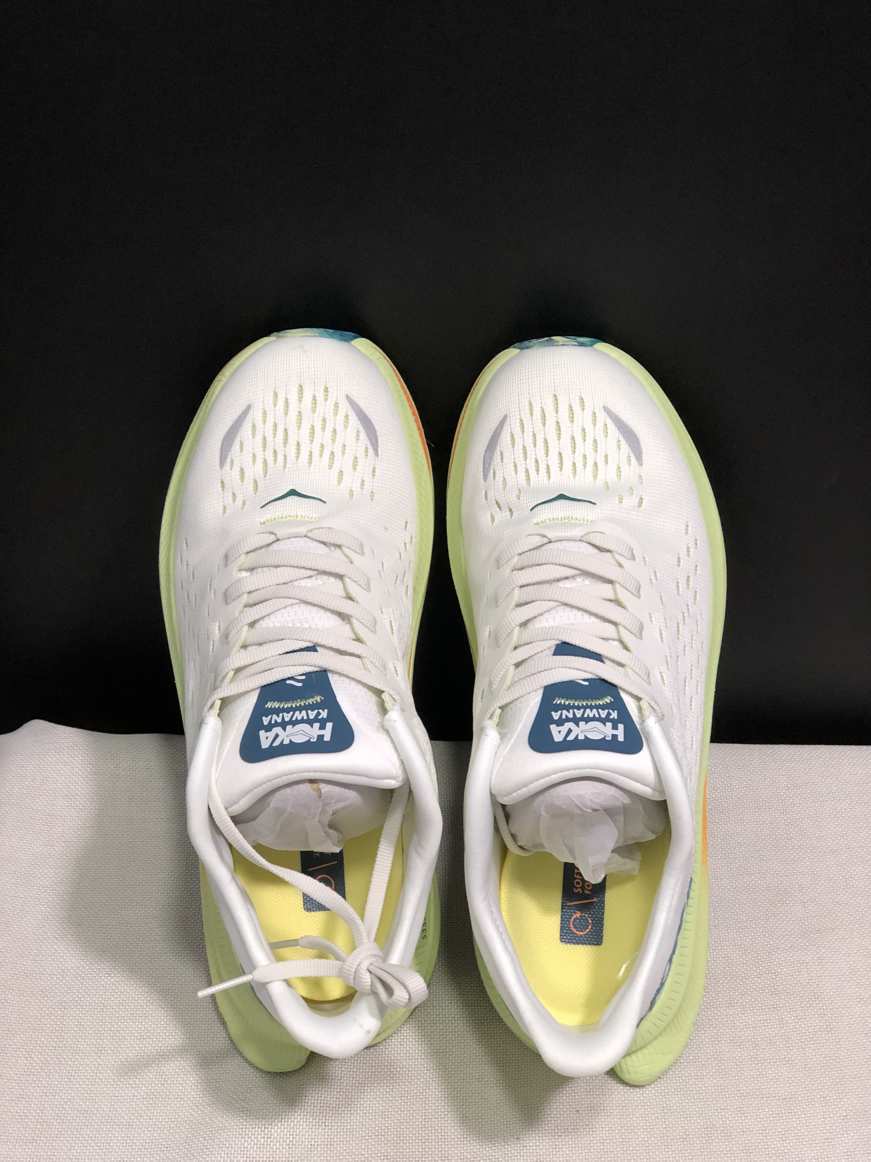 Hoka One One Kawana Cushioning Comfortable Gym Running Shoes Sneakers White/Green