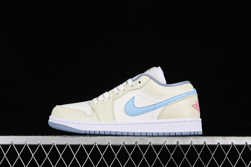 Nike Air Jordan 1 Low Blue Sole Grey White Dune Sneakers