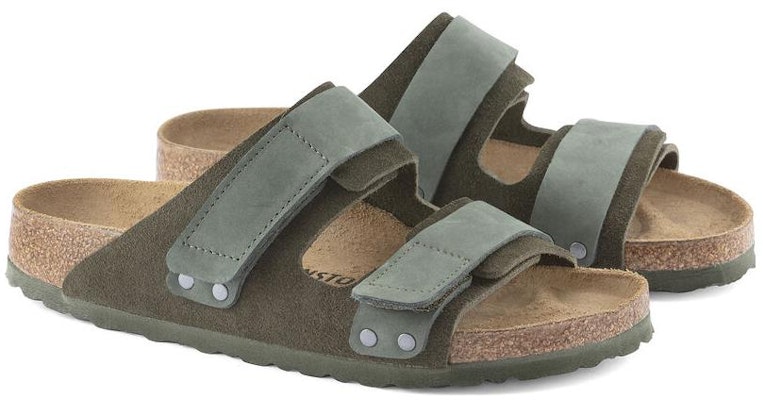 Birkenstock Uji Nubuck Leather Suede Thyme Olive Green 1024833 Fashion Slippers