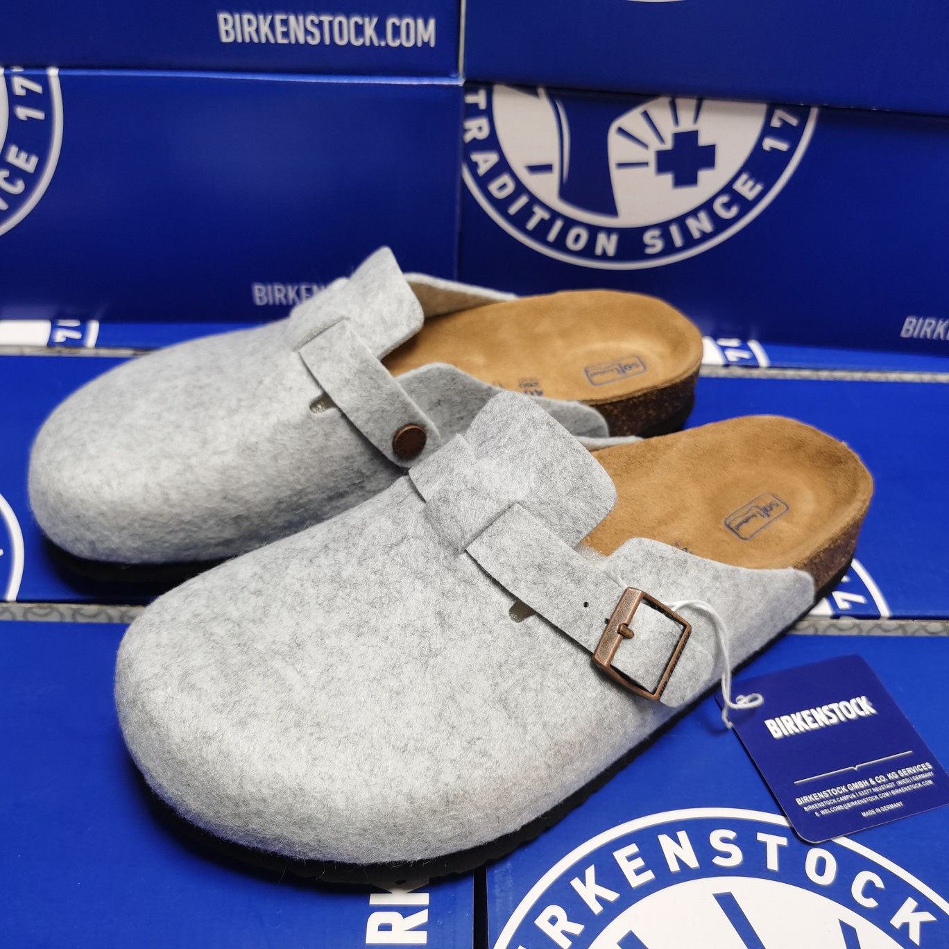 Birkenstock Light Grey Suede Clog Shoes