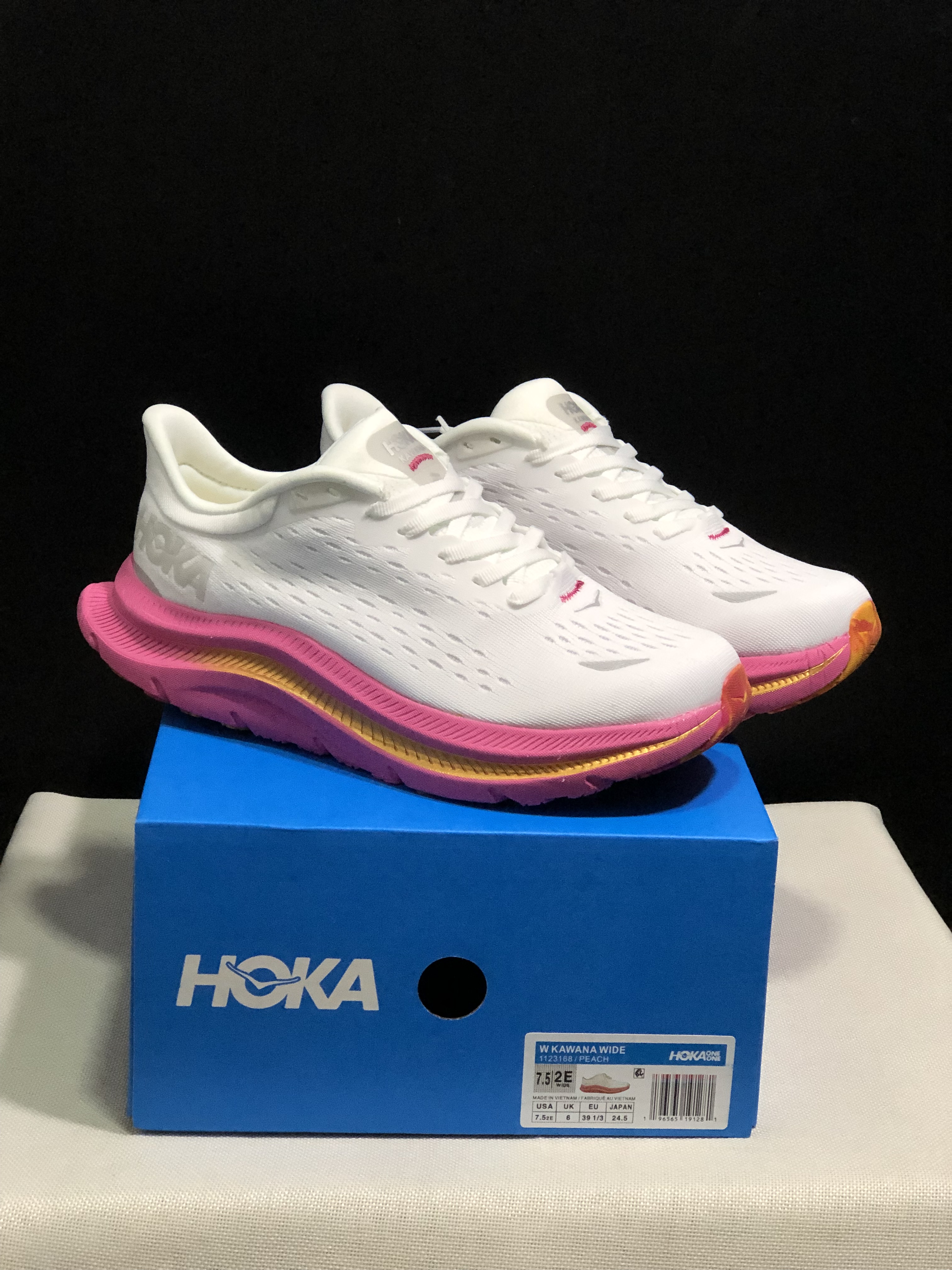 Hoka One One Kawana Cushioning Comfortable Gym Running Shoes Sneakers White/Pink