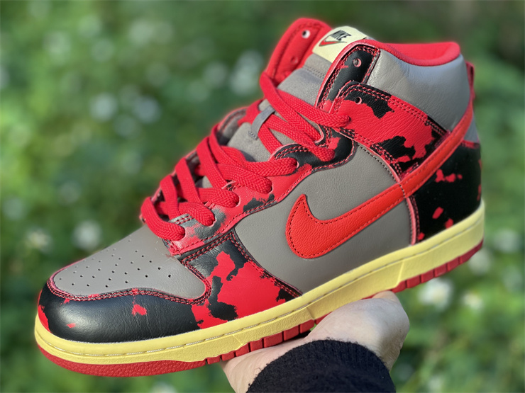 Nike Dunk High 1985 Retro Red Black Acid Wash Sneakers