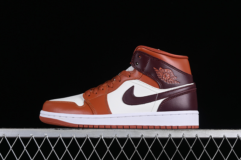 Nike Air Jordan 1 Mid White Dusty Peach Night Maroon Sail Sneakers